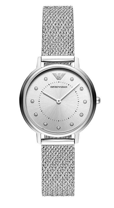 Buy Shop Emporio Armani Kappa Silver Dial Silver Mesh Bracelet Watch For Women - AR11128 USA Online