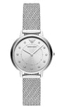 Buy Shop Emporio Armani Kappa Silver Dial Silver Mesh Bracelet Watch For Women - AR11128 USA Online