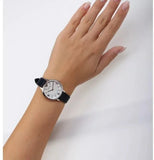 Buy Shop Emporio Armani Kappa White Mother of Pearl Dial Black Leather Strap Watch For Women - AR2509 USA Online