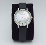 Buy Shop Emporio Armani Kappa White Mother of Pearl Dial Black Leather Strap Watch For Women - AR2509 USA Online