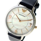 Buy Shop Emporio Armani Kappa White Mother of Pearl Dial Black Leather Strap Watch For Women - AR2509 USA Online