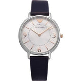 Buy Shop Emporio Armani Kappa White Mother of Pearl Dial Black Leather Strap Watch For Women - AR2509 USA Online