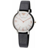 Buy Shop Emporio Armani Kappa White Mother of Pearl Dial Black Leather Strap Watch For Women - AR2509 USA Online