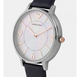 Buy Shop Emporio Armani Kappa White Mother of Pearl Dial Black Leather Strap Watch For Women - AR2509 USA Online