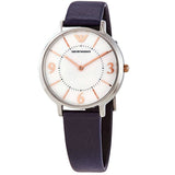 Buy Shop Emporio Armani Kappa White Mother of Pearl Dial Black Leather Strap Watch For Women - AR2509 USA Online