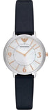 Buy Shop Emporio Armani Kappa White Mother of Pearl Dial Black Leather Strap Watch For Women - AR2509 USA Online