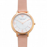 Buy Shop Emporio Armani Kappa White Mother of Pearl Dial Pink Leather Strap Watch For Women - AR2512 USA Online