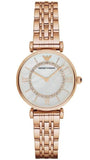 Emporio Armani T-Bar Gianni Crystal Pave Dial Rose Gold Steel Strap Watch For Women - AR11244