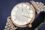 Buy Shop Emporio Armani Gianni T Bar White Dial Two Tone Steel Strap Watch For Women - AR1926 USA Online