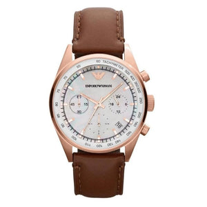Buy Shop Emporio Armani Sportivo Chronograph White Dial Brown Leather Strap Watch For Men - AR5996 USA Online