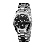 Buy Shop Emporio Armani Velente Chronograph Black Dial Silver Steel Strap Watch For Women - AR0674 USA Online