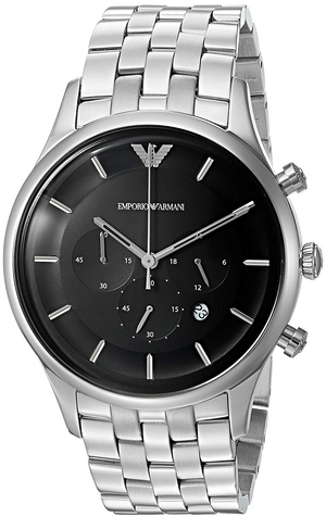 Buy Shop Emporio Armani Chronograph Black Dial Silver Steel Strap Watch For Men - AR11017 USA Online