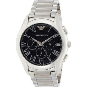 Buy Shop Emporio Armani Valente Chronograph Quartz Black Dial Silver Steel Strap Watch For Men - AR11083 USA Online