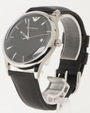 Buy Shop Emporio Armani Lambda Classic Quartz Black Dial Black Leather Strap Watch For Men - AR11020 USA Online