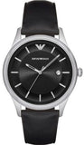 Buy Shop Emporio Armani Lambda Classic Quartz Black Dial Black Leather Strap Watch For Men - AR11020 USA Online