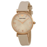 Buy Shop Emporio Armani Gianni T Bar Light Brown Dial White Leather Strap Watch For Women - AR1769 USA Online