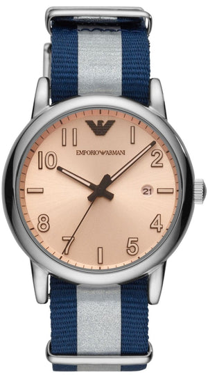Buy Shop Emporio Armani Luigi Analog Beige Dial Two Tone NATO Strap Watch For Men - AR11212 USA Online