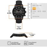 Buy Shop Emporio Armani Luigi Analog Black Dial Black Leather Strap Watch For Men - AR11450 USA Online