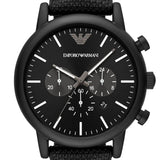 Buy Shop Emporio Armani Luigi Analog Black Dial Black Leather Strap Watch For Men - AR11450 USA Online