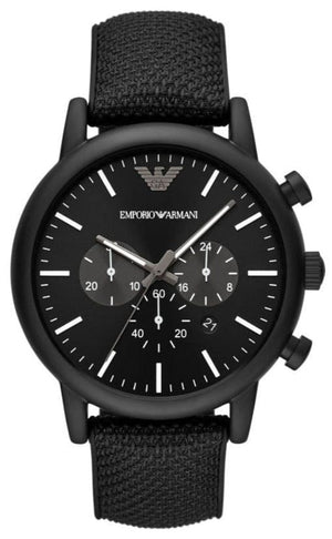 Buy Shop Emporio Armani Luigi Analog Black Dial Black Leather Strap Watch For Men - AR11450 USA Online