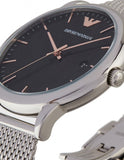 Buy Shop Emporio Armani Luigi Analog Black Dial Silver Mesh Bracelet Watch For Men - AR11272 USA Online