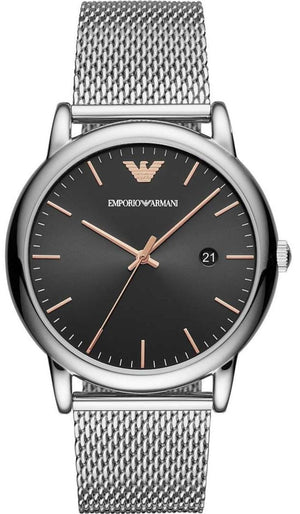 Buy Shop Emporio Armani Luigi Analog Black Dial Silver Mesh Bracelet Watch For Men - AR11272 USA Online