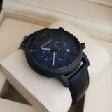 Buy Shop Emporio Armani Luigi Analog Blue Dial Black Leather Strap Watch For Men - AR11351 USA Online