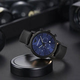 Buy Shop Emporio Armani Luigi Analog Blue Dial Black Leather Strap Watch For Men - AR11351 USA Online