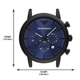 Buy Shop Emporio Armani Luigi Analog Blue Dial Black Leather Strap Watch For Men - AR11351 USA Online