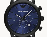 Buy Shop Emporio Armani Luigi Analog Blue Dial Black Leather Strap Watch For Men - AR11351 USA Online