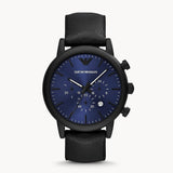 Buy Shop Emporio Armani Luigi Analog Blue Dial Black Leather Strap Watch For Men - AR11351 USA Online