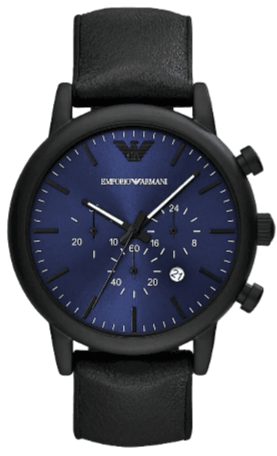 Buy Shop Emporio Armani Luigi Analog Blue Dial Black Leather Strap Watch For Men - AR11351 USA Online