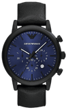 Buy Shop Emporio Armani Luigi Analog Blue Dial Black Leather Strap Watch For Men - AR11351 USA Online