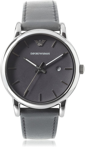 Buy Shop Emporio Armani Classic Quartz Grey Dial Grey Leather Strap Watch For Men - AR1730 USA Online