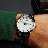 Buy Shop Emporio Armani Classic Luigi Quartz Silver Dial Silver Steel Strap Watch For Men - AR1854 USA Online
