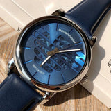 Buy Shop Emporio Armani Luigi Automatic Blue Dial Blue Leather Strap Watch For Men - AR60030 USA Online