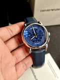 Buy Shop Emporio Armani Luigi Automatic Blue Dial Blue Leather Strap Watch For Men - AR60030 USA Online