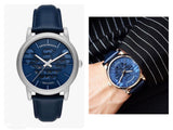 Buy Shop Emporio Armani Luigi Automatic Blue Dial Blue Leather Strap Watch For Men - AR60030 USA Online