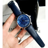 Buy Shop Emporio Armani Luigi Automatic Blue Dial Blue Leather Strap Watch For Men - AR60030 USA Online