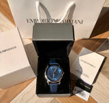 Buy Shop Emporio Armani Luigi Automatic Blue Dial Blue Leather Strap Watch For Men - AR60030 USA Online