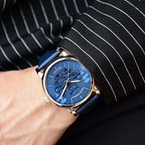 Buy Shop Emporio Armani Luigi Automatic Blue Dial Blue Leather Strap Watch For Men - AR60030 USA Online