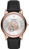 Buy Shop Emporio Armani Luigi Automatic Silver Dial Black Leather Strap Watch For Men - AR60013 USA Online