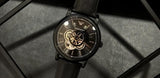 Buy Shop Emporio Armani Luigi Automatic Skeleton Black Dial Black Leather Strap Watch For Men - AR60012 USA Online