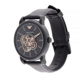 Buy Shop Emporio Armani Luigi Automatic Skeleton Black Dial Black Leather Strap Watch For Men - AR60012 USA Online
