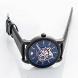 Buy Shop Emporio Armani Luigi Automatic Skeleton Black Dial Black Leather Strap Watch For Men - AR60012 USA Online