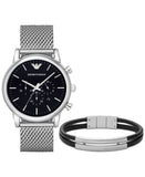 Buy Shop Emporio Armani Luigi Black Dial Silver Mesh Bracelet Watch For Men - AR8032 USA Online