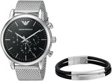 Buy Shop Emporio Armani Luigi Black Dial Silver Mesh Bracelet Watch For Men - AR8032 USA Online