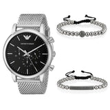 Buy Shop Emporio Armani Luigi Black Dial Silver Mesh Bracelet Watch For Men - AR8032 USA Online