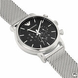 Buy Shop Emporio Armani Luigi Black Dial Silver Mesh Bracelet Watch For Men - AR8032 USA Online