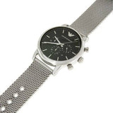 Buy Shop Emporio Armani Luigi Black Dial Silver Mesh Bracelet Watch For Men - AR8032 USA Online